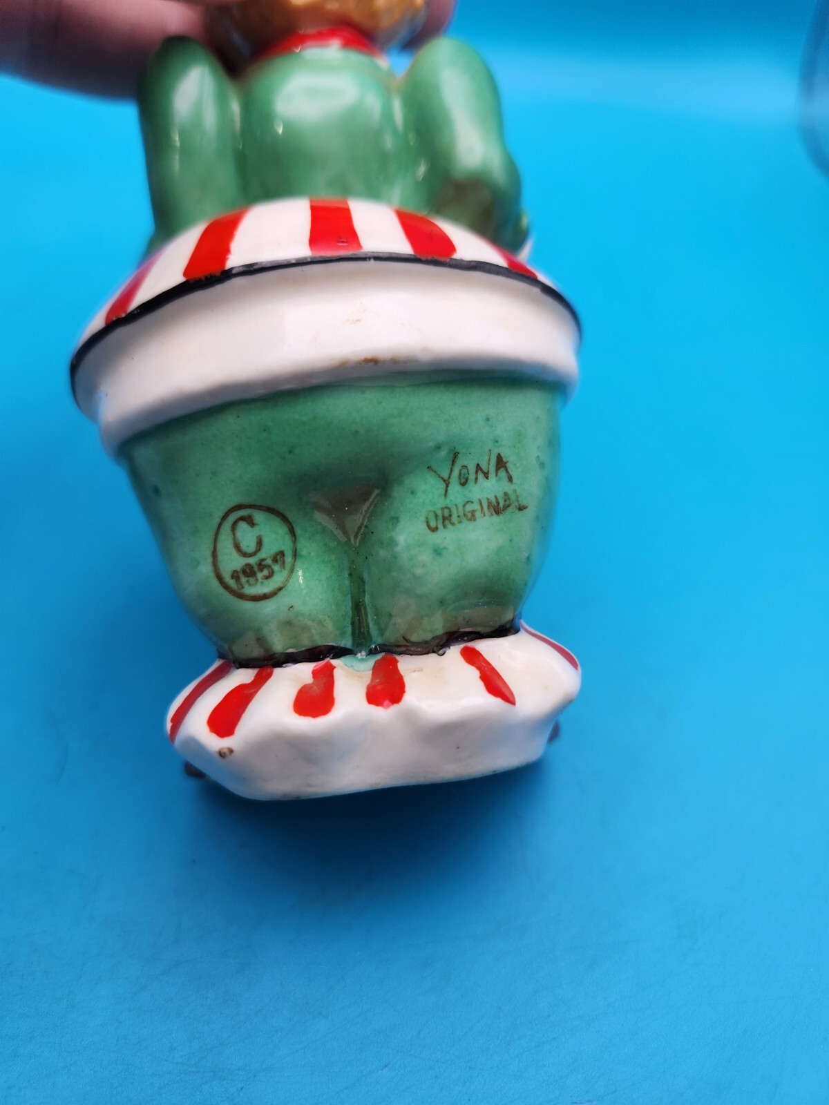 Vintage 1957 Yona Original Clown with Umbrella Porcelain Figurine Very Rare Item