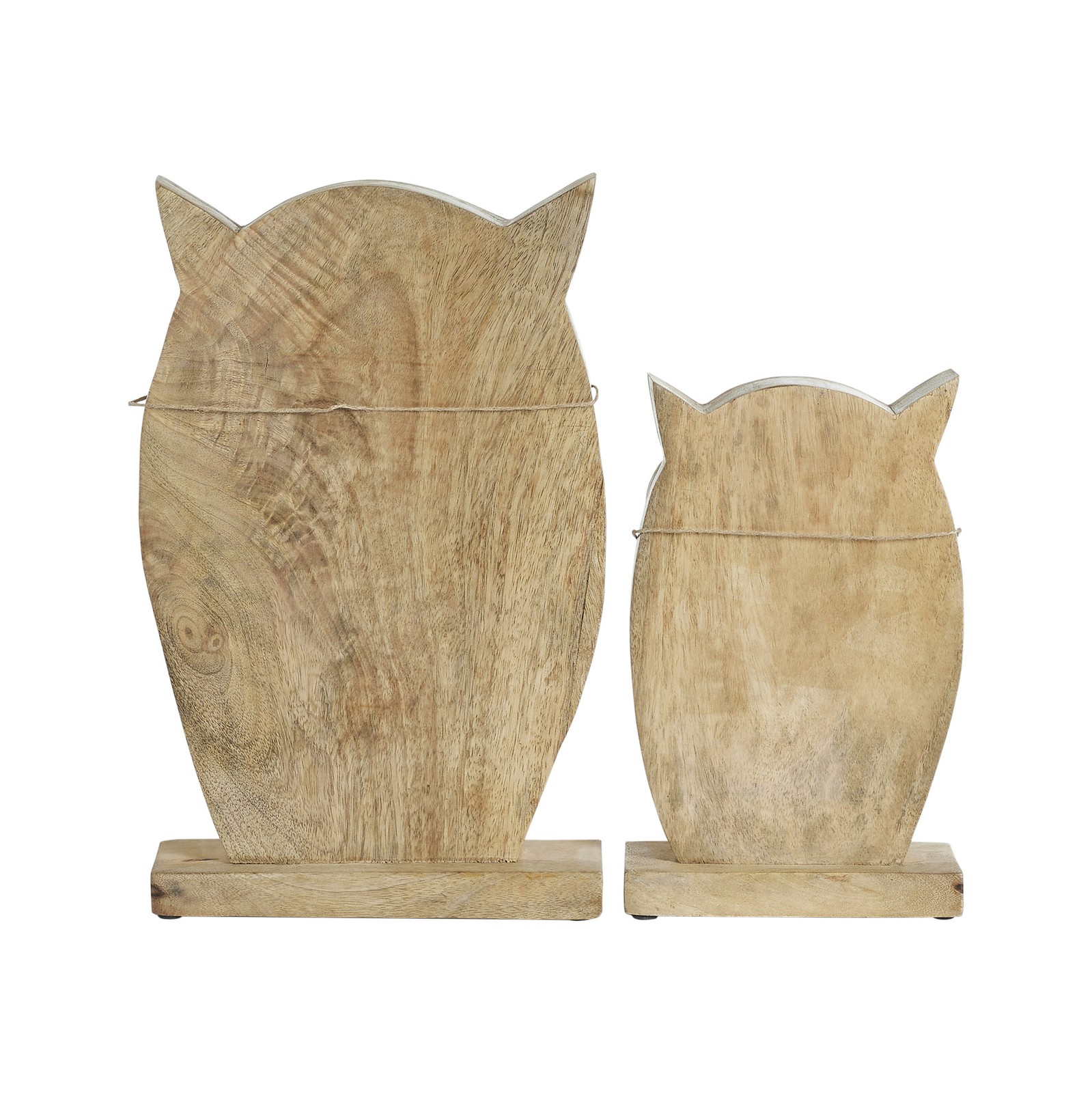 VHC Brands Wooden Owl Natural Set of 2 – 9.75 and 13.25 inch