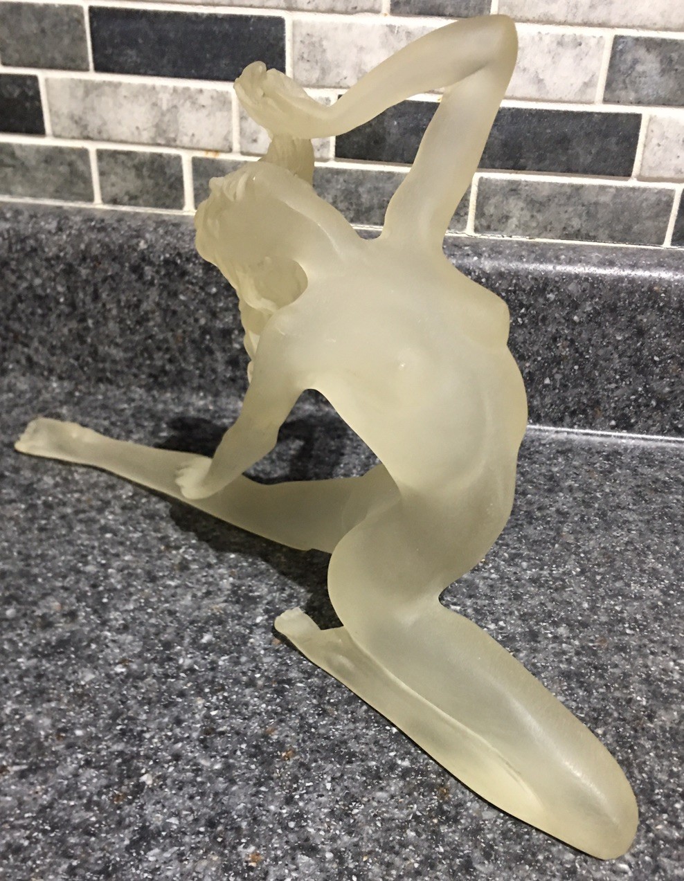 Vintage MCM Frosted Lucite Nude Female Figure Sculpture Mirage Bohemia 13 Inches