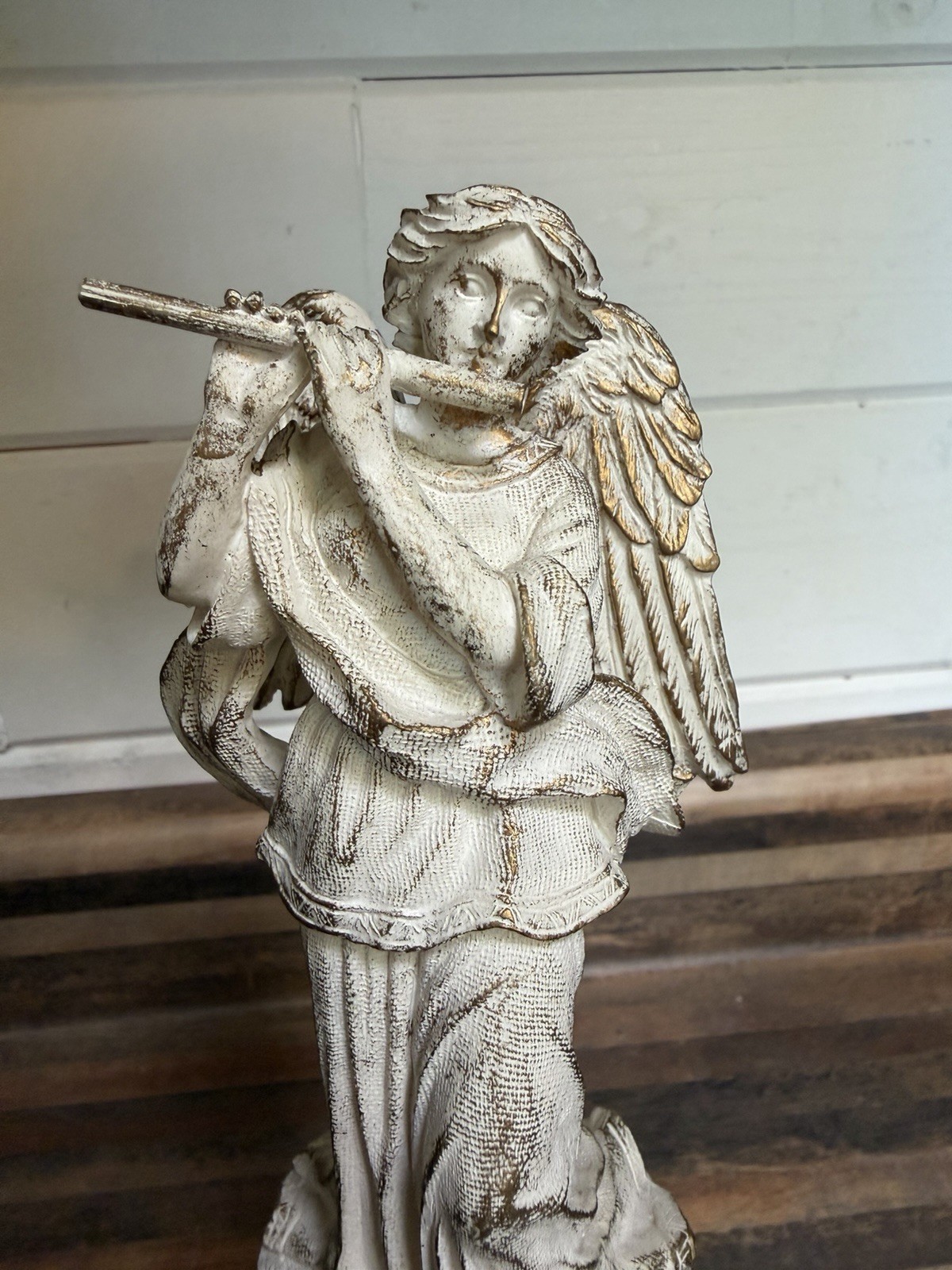 Unicorn Merchandise Corp Resin Angel Figurine, Distressed White, 12.5in 3D
