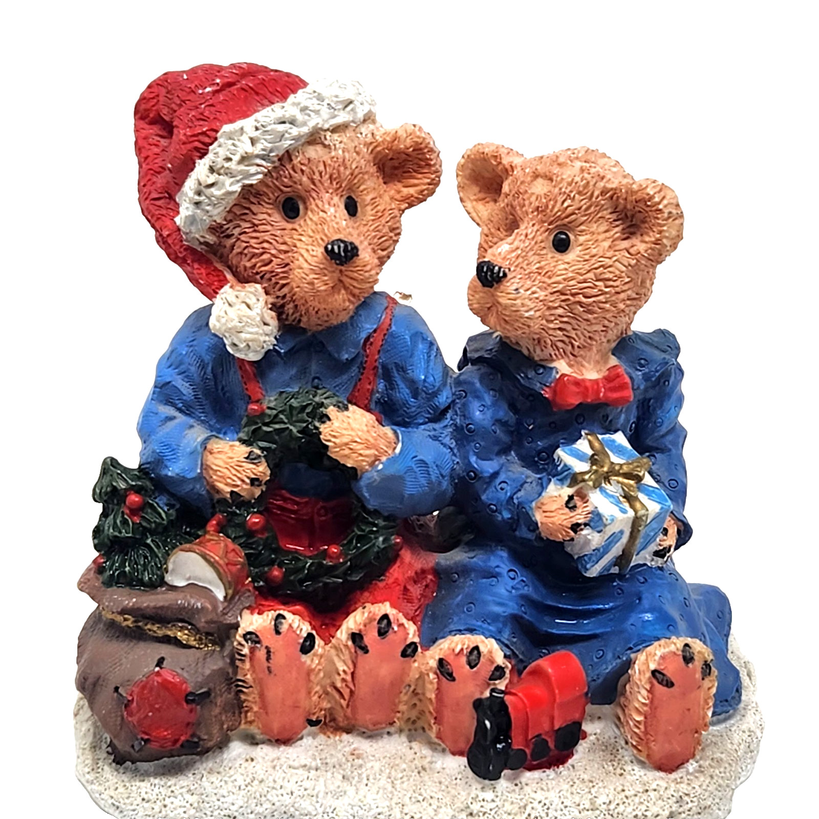 Christmas Santa & Mrs. Teddy Claus Bears Figurines Table Decor 4.5″x4.5″