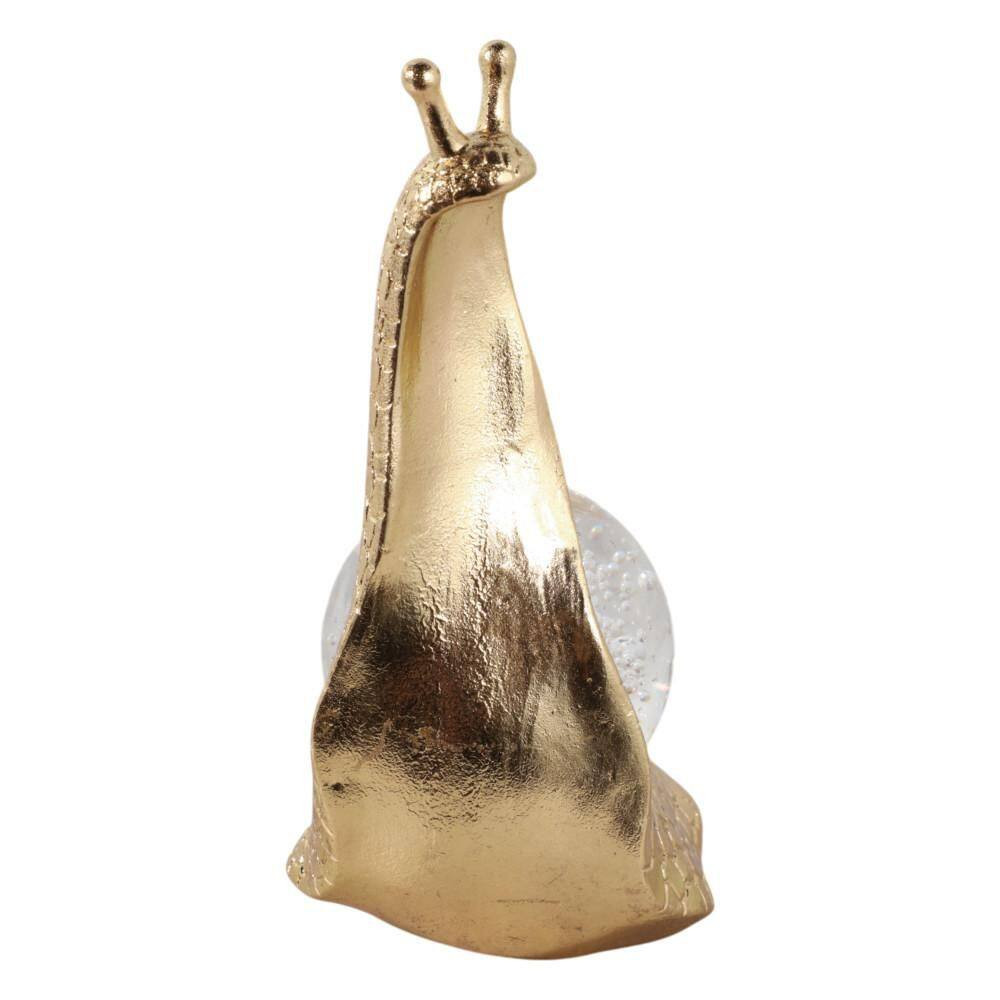 Gold 5.5 in X 7.5 in Resin Snail with Glass Ball Figurine