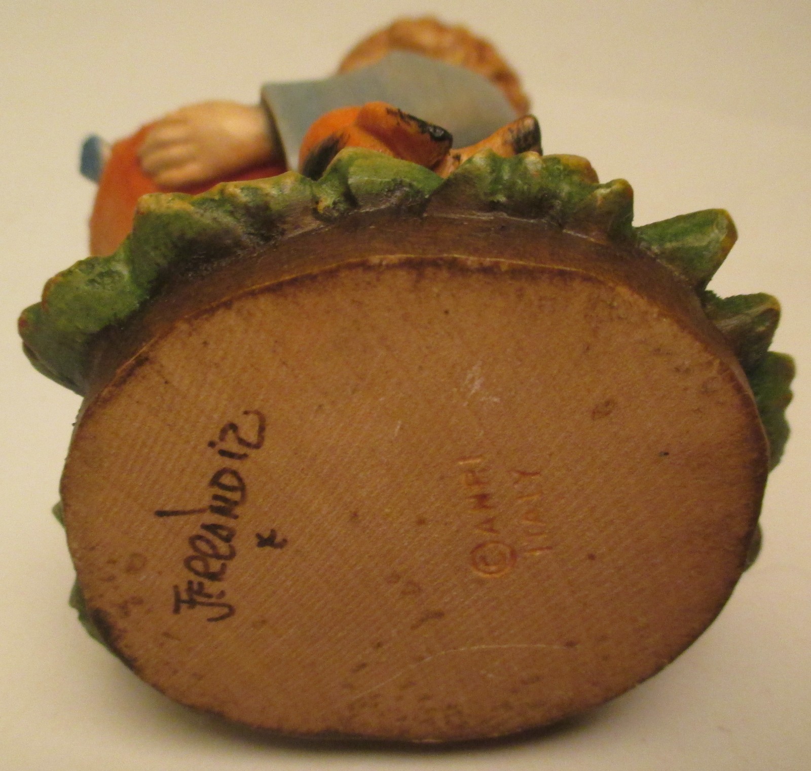 Vintage ANRI Signed Ferrandiz Hand Carved Wood Figurine Boy Feeding Birds