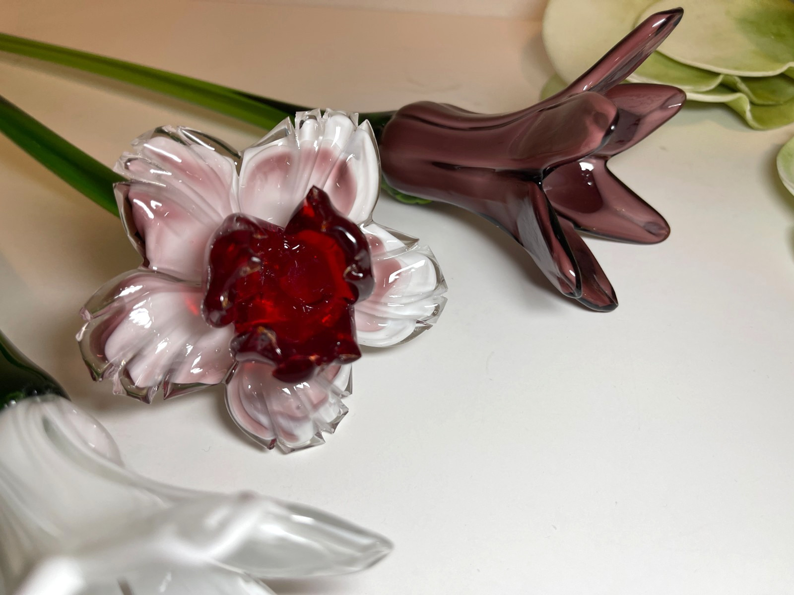Set of 6 – 19″ Long Stem Multi-Color Glass Flower – Murano Hand Blown Glass #30