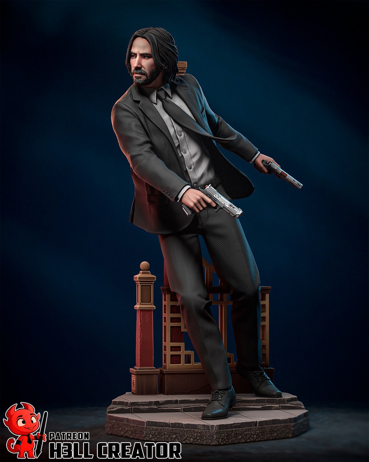 John Wick 187mm 1/10 Scale Hand Painted Resin Figure – Collectible Action Movie