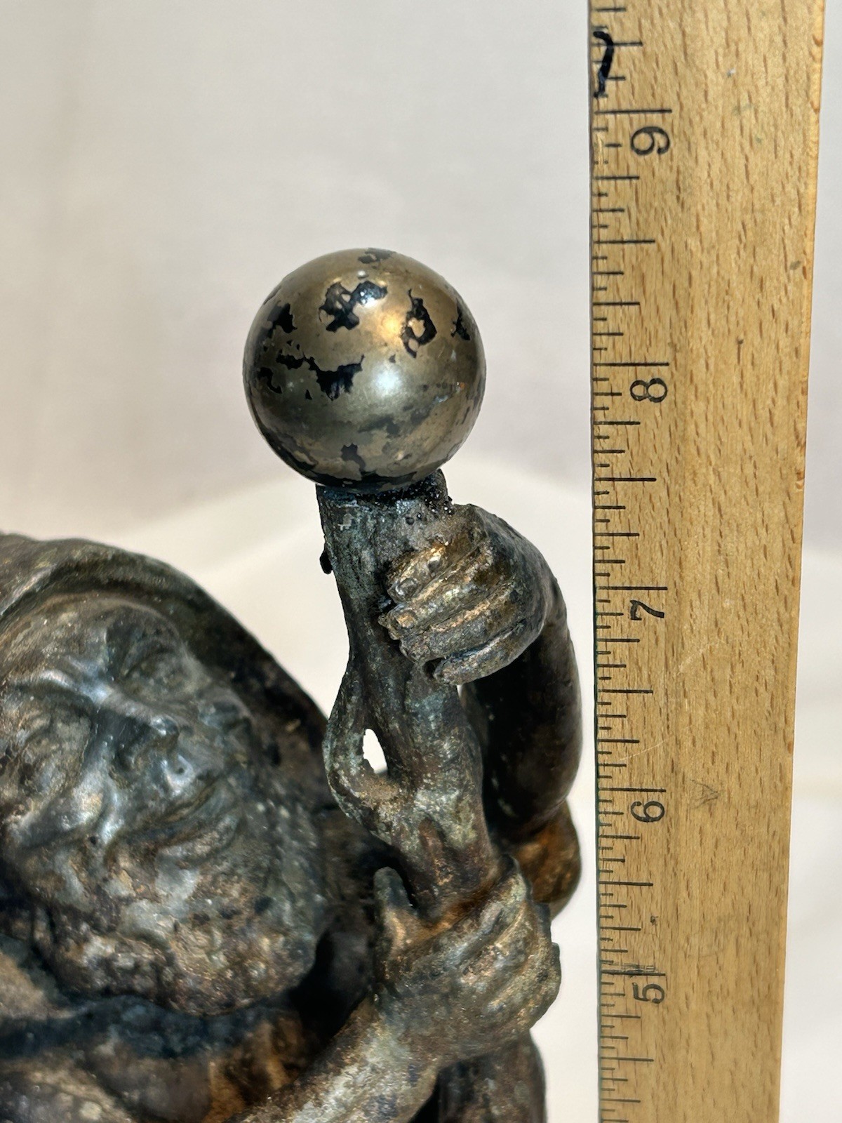 Metal Spelter Statue Door Stop Gnome Man with Staff