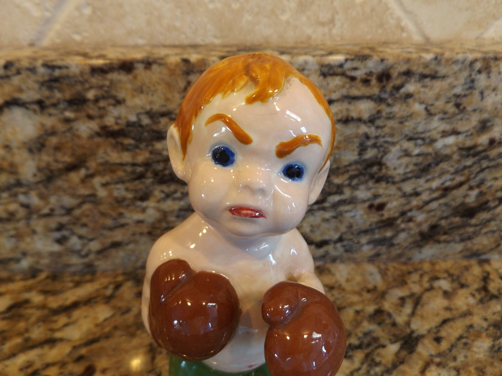 VINTAGE ADORABLE LITTLE BOY TOUGH GUY WITH BOXING GLOVES FIGURE