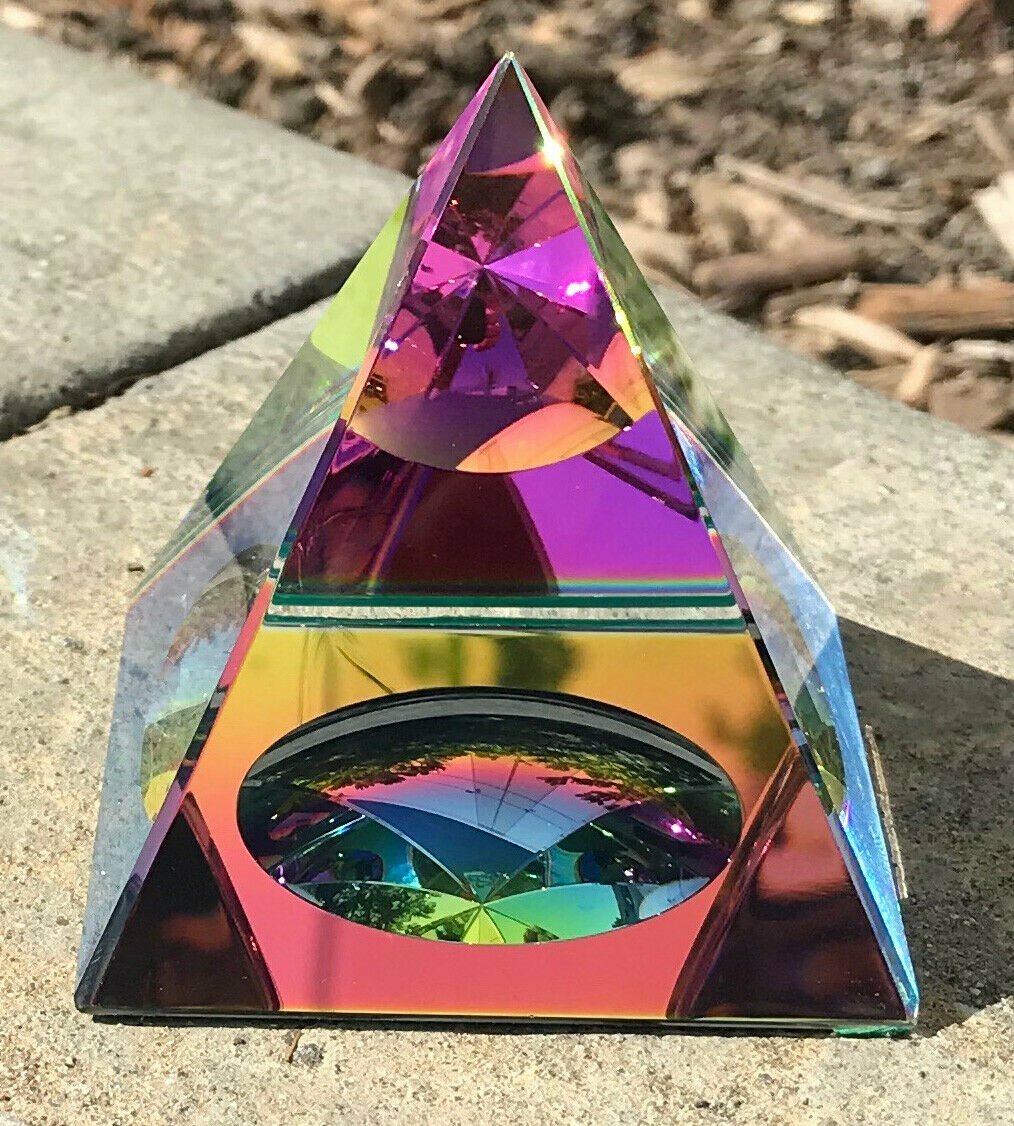 Crystal Iridescent Pyramid – Rainbow Colors 2.3″ with Gift Box