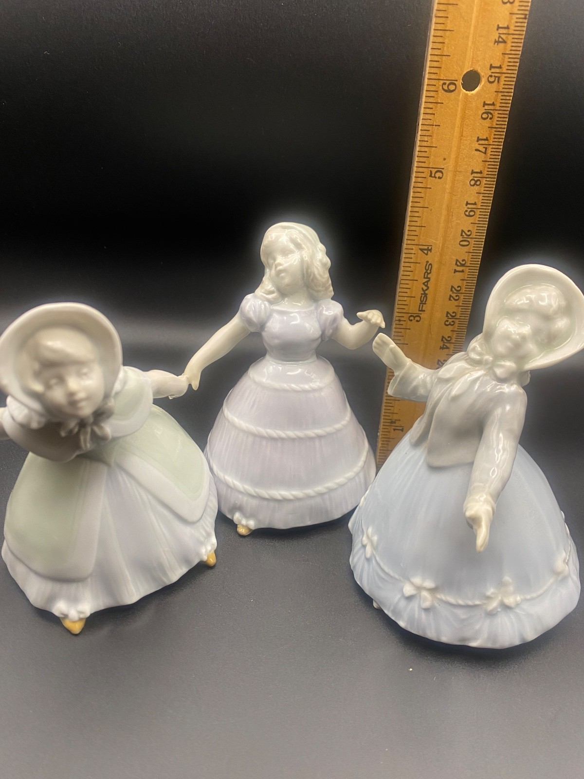 Gebruder Heubach LOT of 3 Dancing Girls group porcelain figurines Antique/0709
