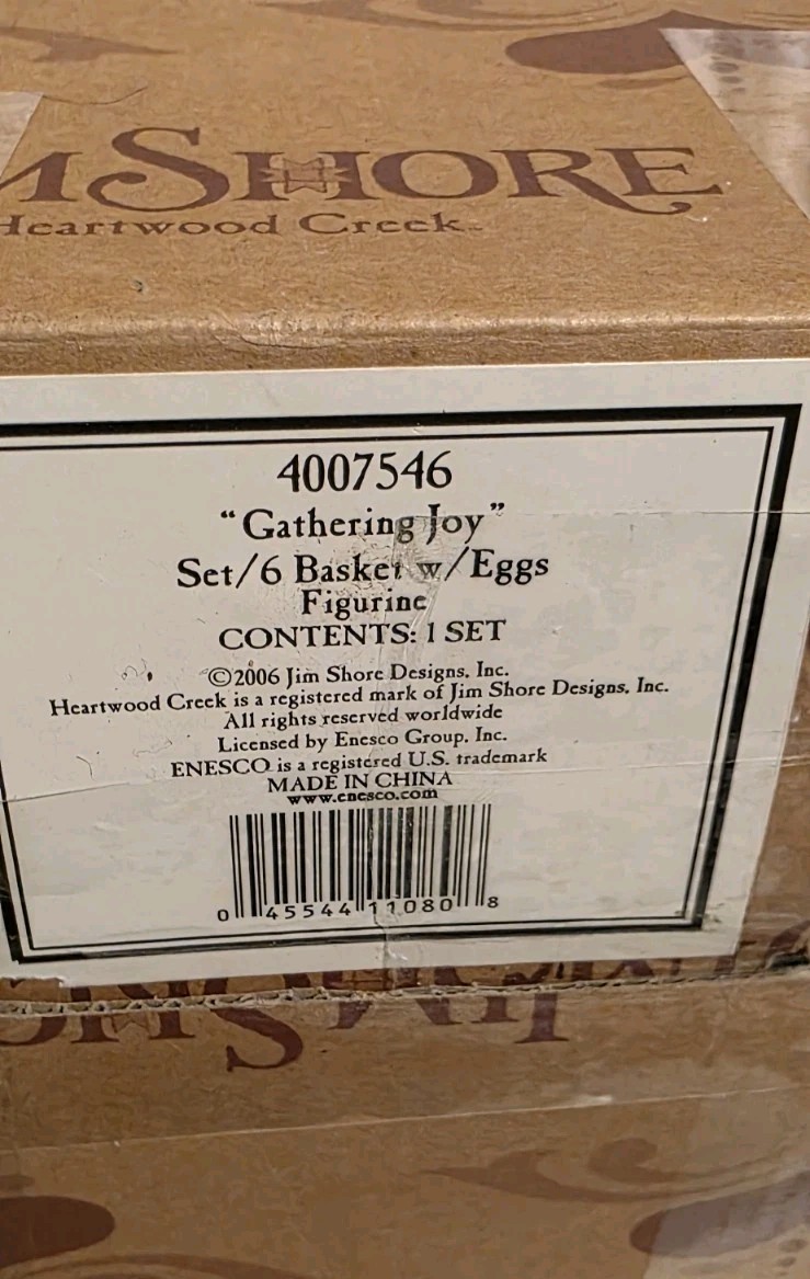JIM SHORE ,GATHERING JOY, 2006 SET OF 1-EASTER BASCHET W/ 5 EGGS FIGURINES NIB