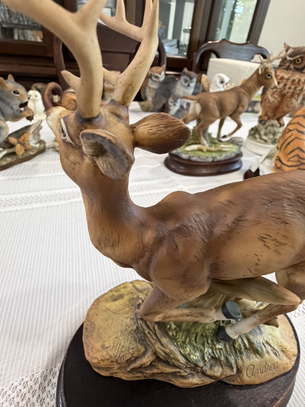 Andrea By Sadek 1985 Porcelain Mule Deer Figurine With Stand 7246