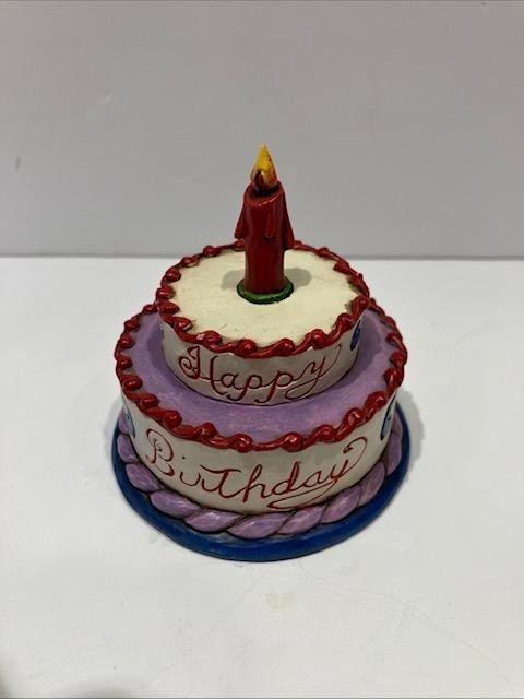 Jim Shore 4025846 Mini Happy Birthday Cake Statue Figure Figurine Cake Topper