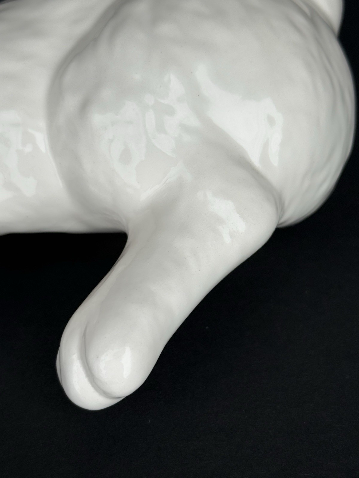 Vintage Sleeping Bunny Rabbit Ceramic Shelf Sitter/Mantel Display White/Pink USA
