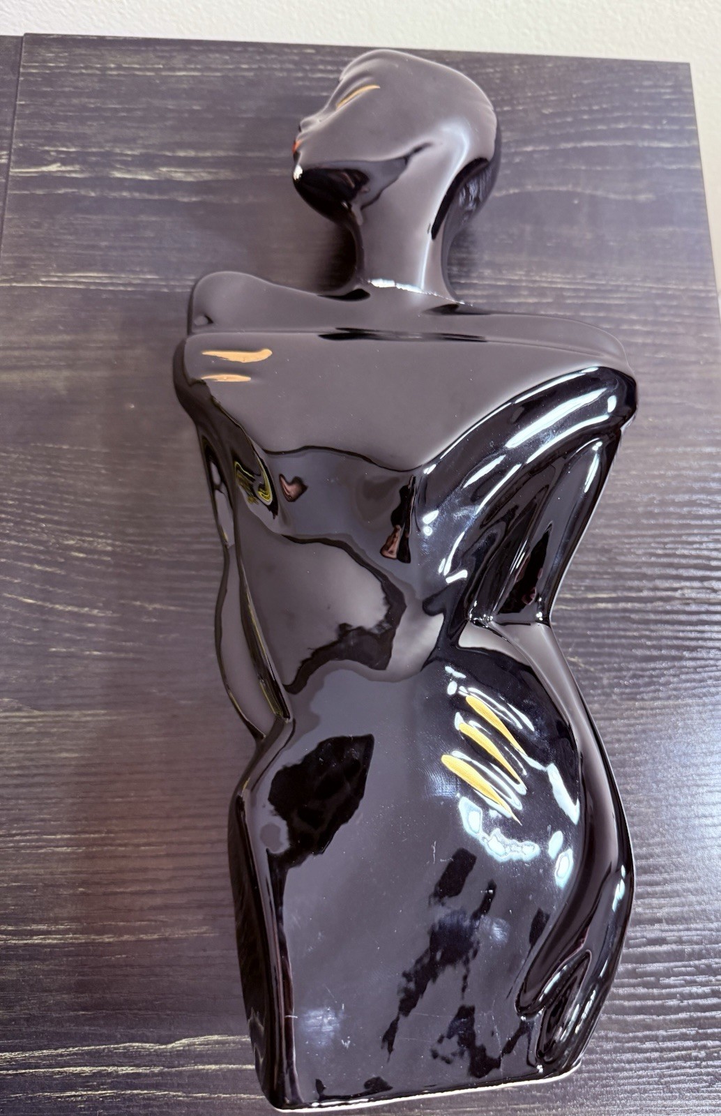 Vintage Modernist Art-Deco 80’s Glam Style Black Ceramic Women & Man Figure