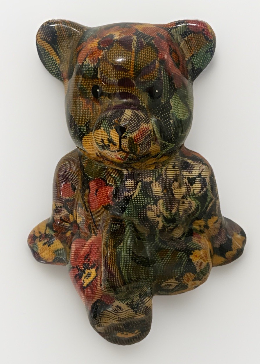 Vintage Porcelain Patchworks Joan Baker Designs Floral Teddy Bear
