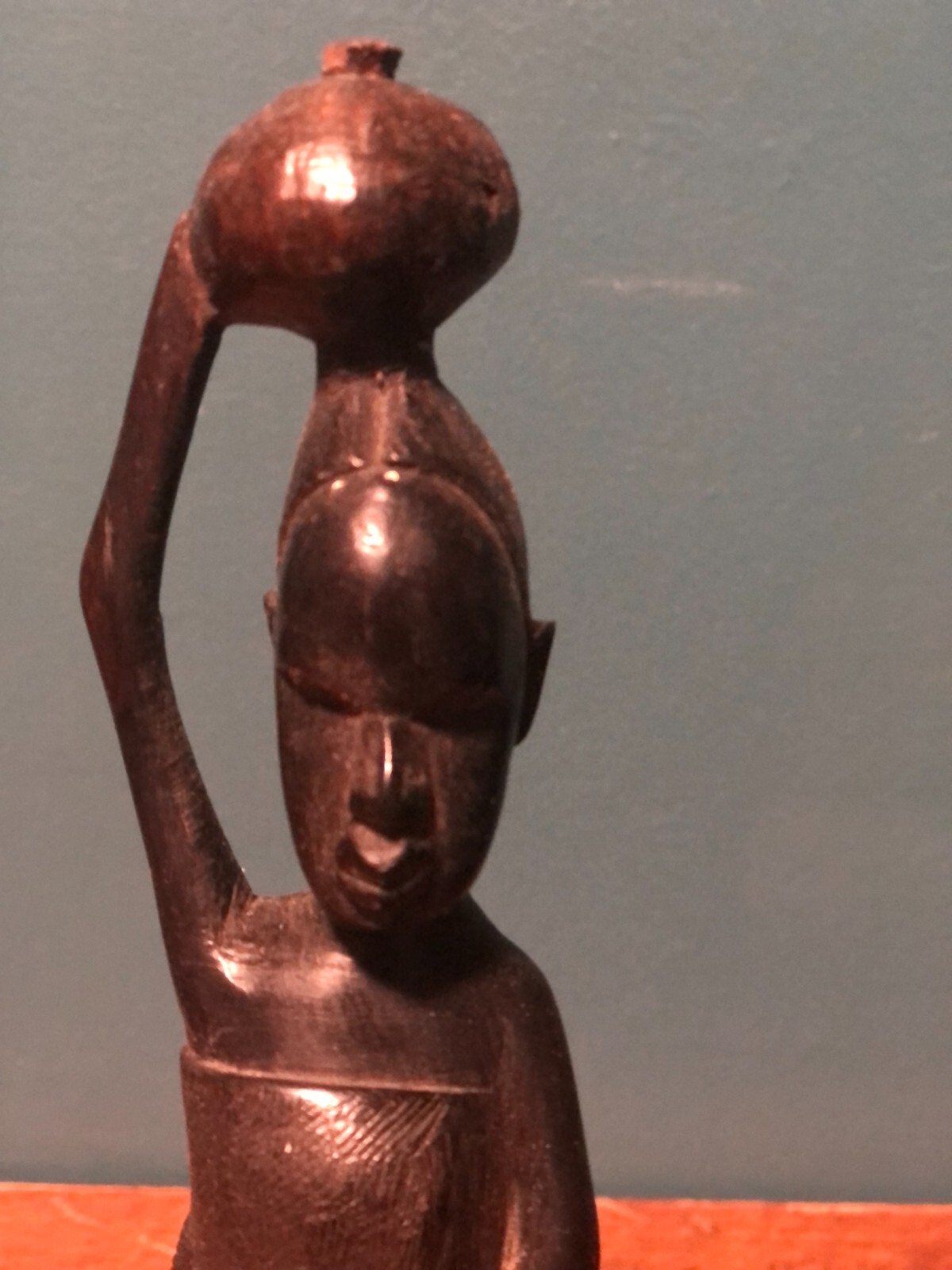 Hand Carved Ebony 10 1/2″ Tall Female Folk Art Tribal Figurine Made In Kenya