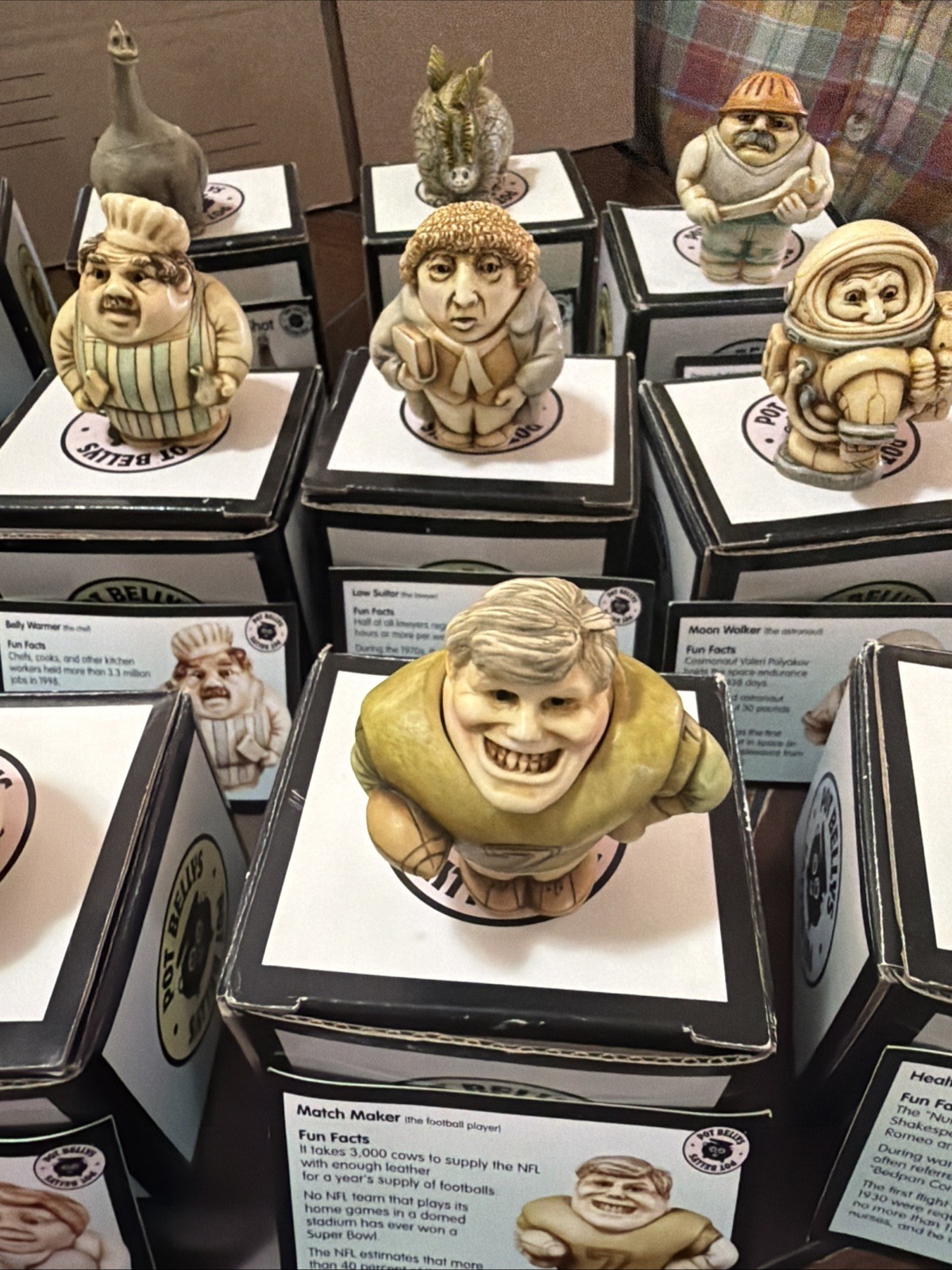 17 Pot belly Figurines With Boxes And Cards. Collectibles Animals People Dinos
