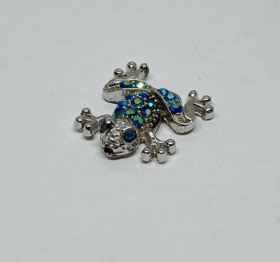 Vintage Multicolor Rhinestones Frog Figurine Set Dollhouse Table Top Decor 1