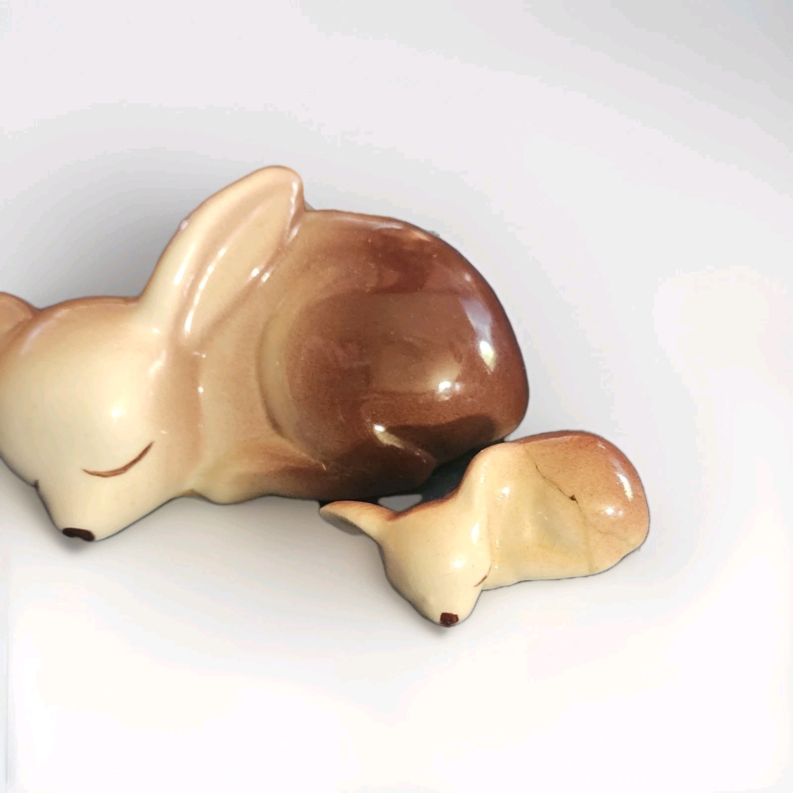 Vintage Miniature Sleeping Fawn / Baby Deer Figurine Set (2 Pieces)