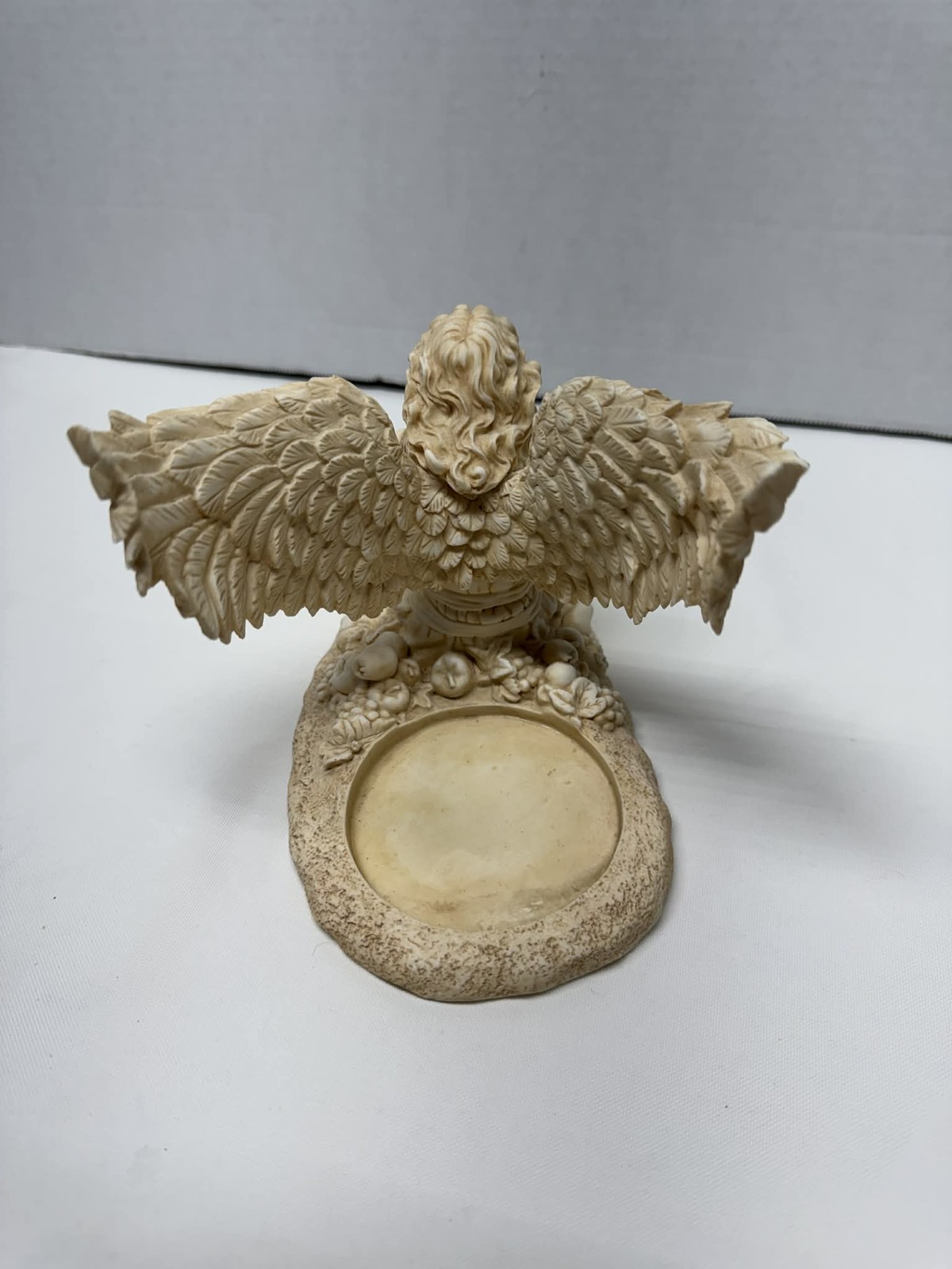 Roman Inc. 1999 Angel Figurine Candle Holder Sculpture Beige Cream Winged