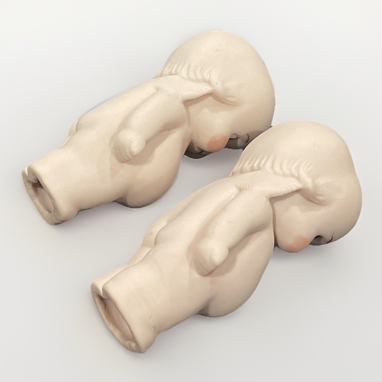 Kewpie Kewpie Doll Ceramic Figurine Bisque Hand Paint 3.5″ Tall W/ Angel Wings!.
