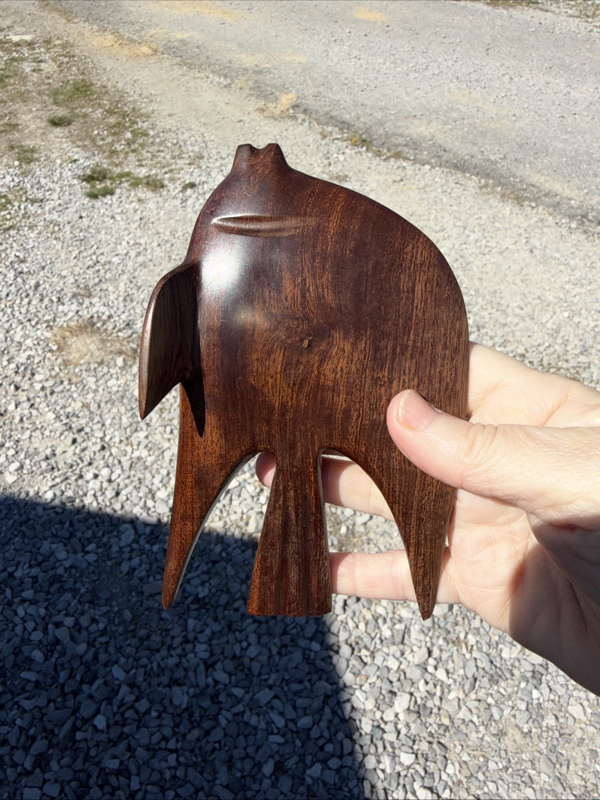 Vintage Ironwood Angel Fish Carved Figurine Decor Mid Century Modern Retro
