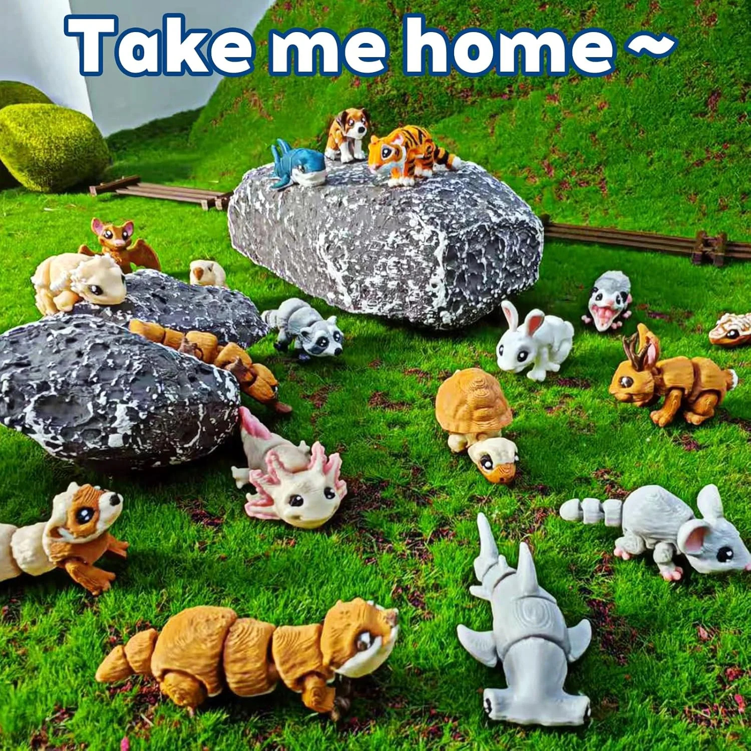 21 Pcs Mini 3D Printed Animal Statues – Movable Joints Realistic Collectible Fig