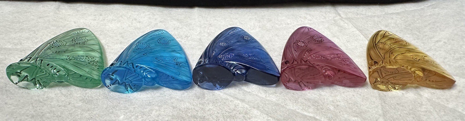 Lalique crystal butterfly figurines vary colors