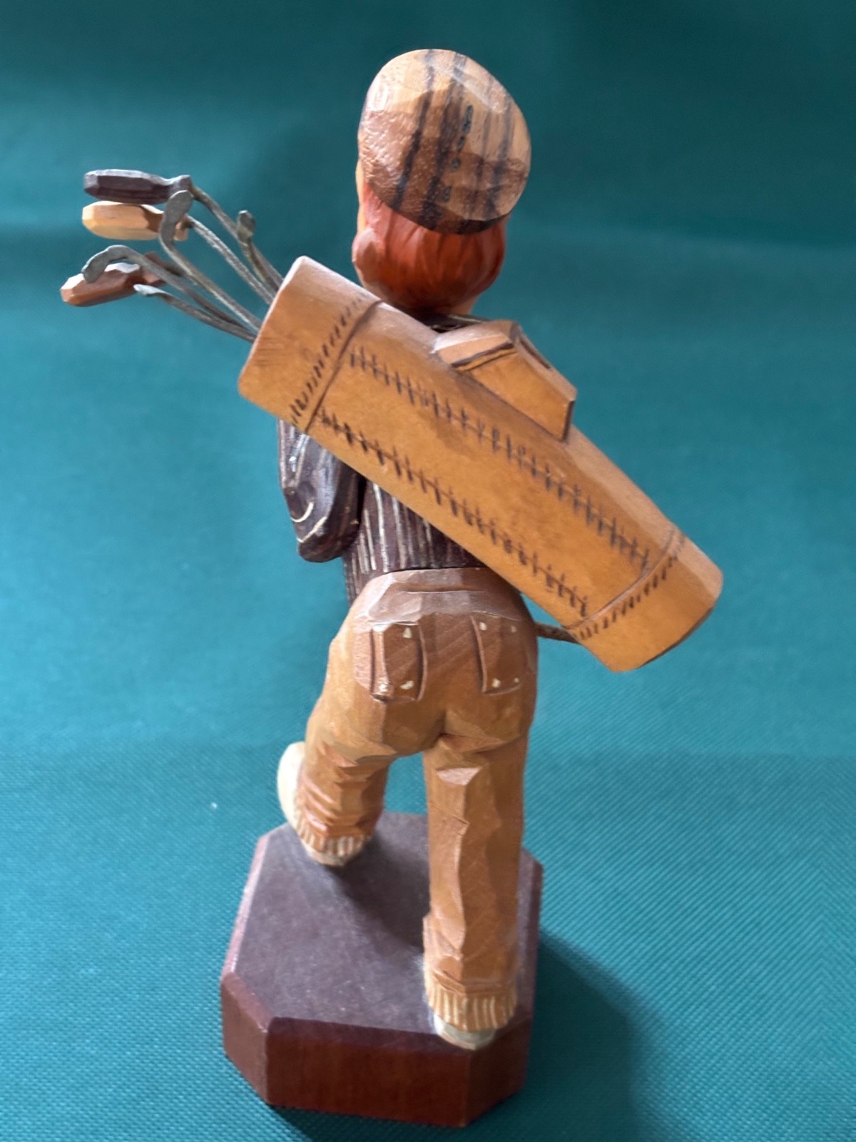 Carved Wooden Golfer Figurine. 7 inches tall. Great Gift For Golfers