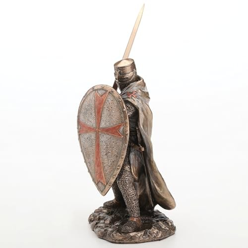 Veronese 7.875″Knights Templar Crusader Sword & Shield Cold Cast Resin Sculpture