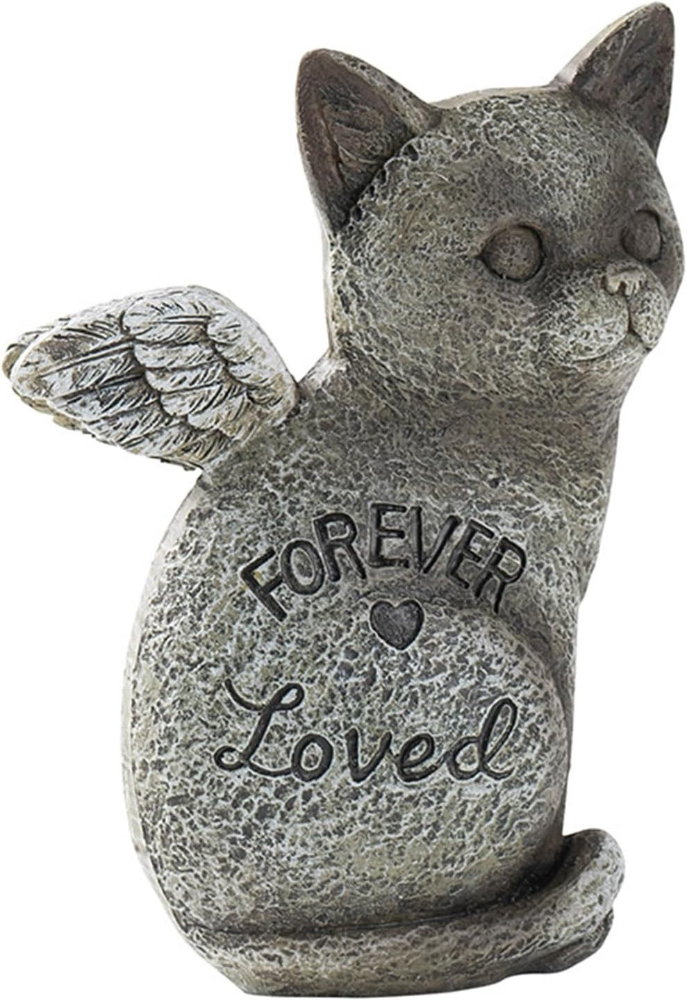 Angel Cat Memorial Figurine, Forever Loved, Gray Polyresin, Hand Painted, Waterp