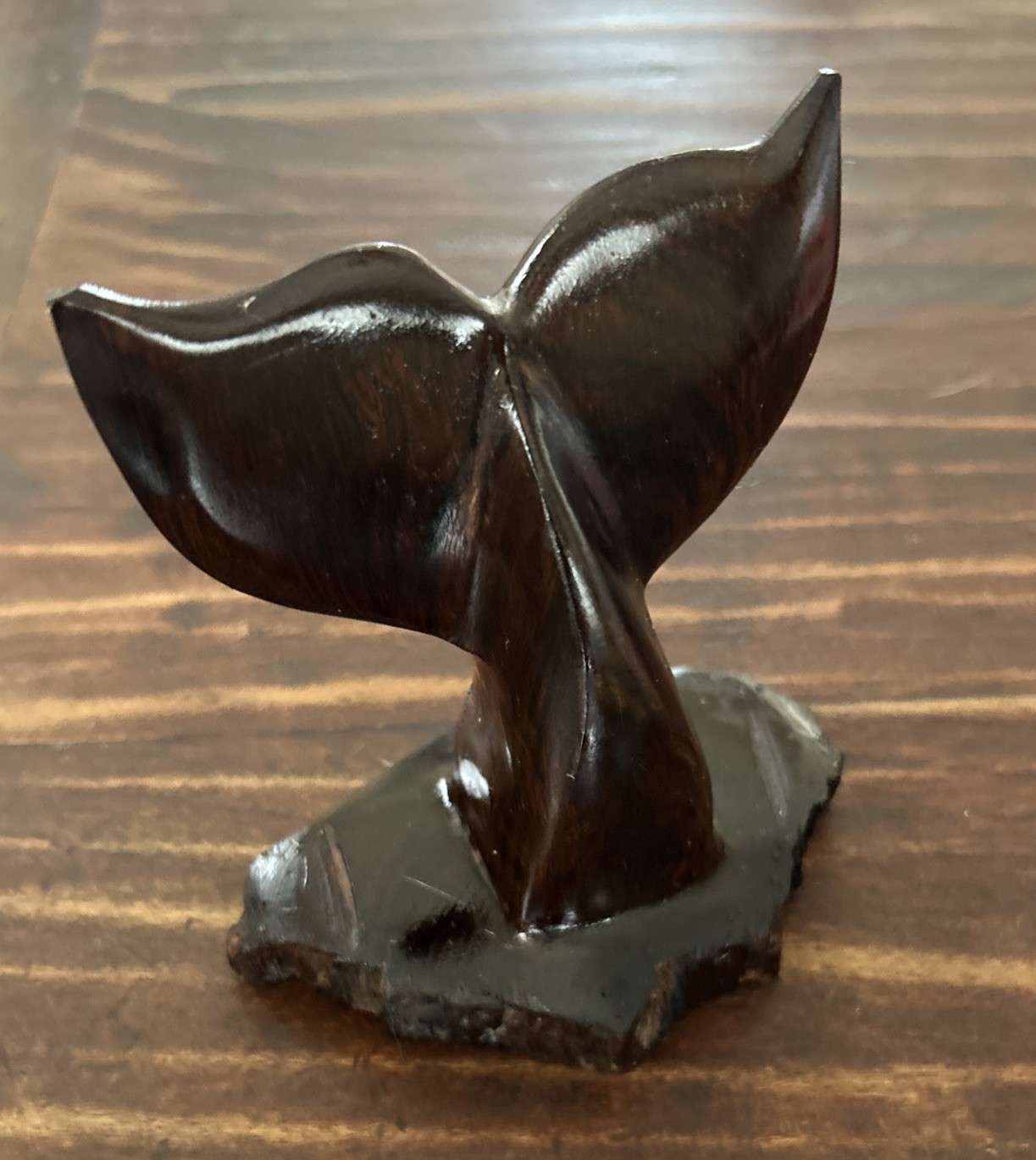 Vintage Hand Carved Whale Tail Ironwood Figurine Wood Sculpture 5”x4.5”x3”