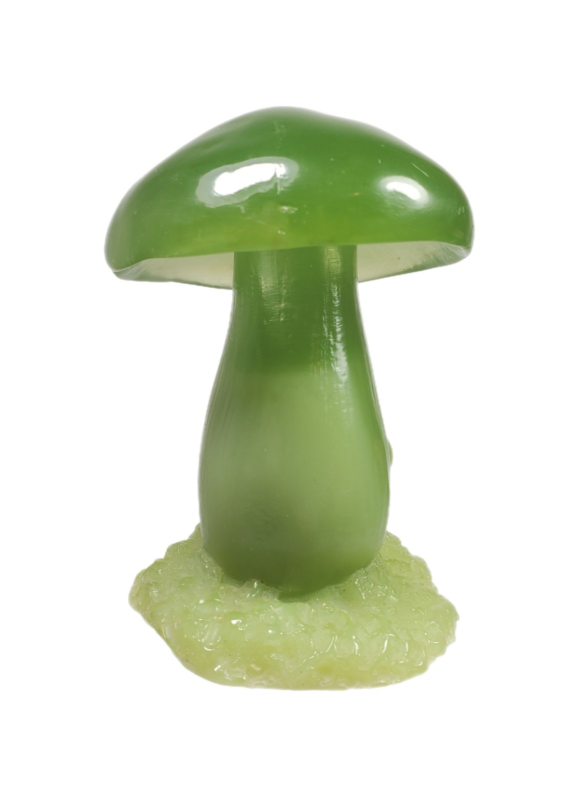 70s MCM Wony Ltd Italy Faux Jade Mushroom Handcarved Resin Figurine Home Decor