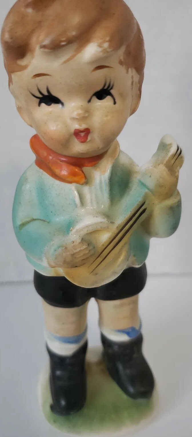 VINTAGE Little boy Playing Banjo. Japan 5 3/4 inches