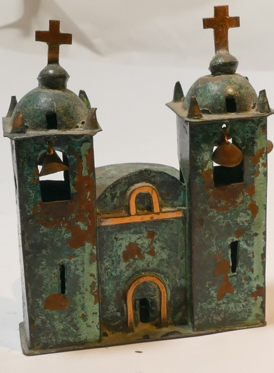 Soldered Rustic Bronze Catholic Church Peru Souvenir 8X10cm
