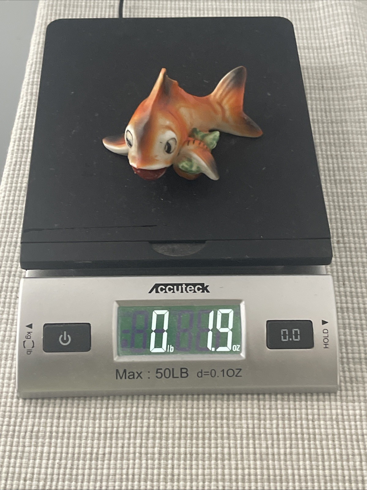 Vintage Anthropomorphic Orange Goldfish Koi Fish w/ Basket Figurine Japan