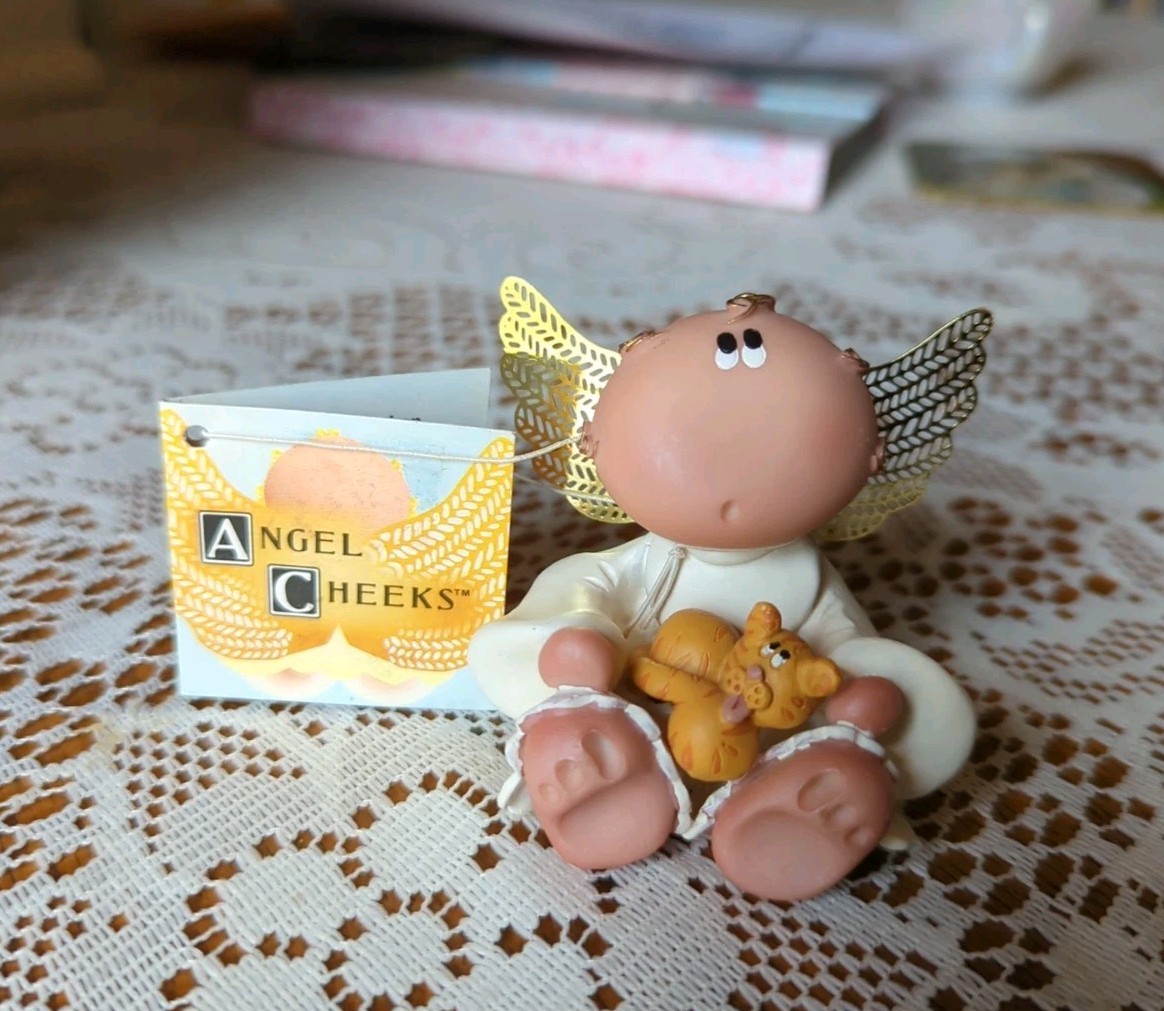 Kirk’s Kritters Guardian Angel With Cat 2001 Angel Cheeks Collection. New. VTG.