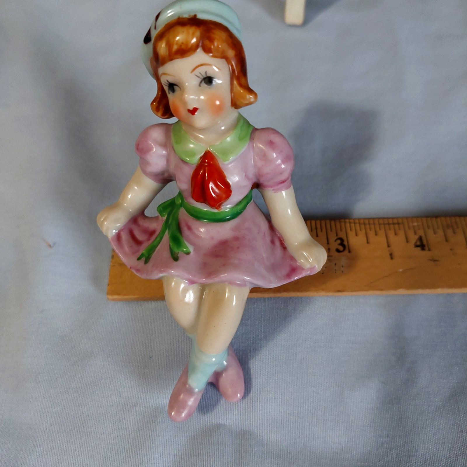 VTG 1950s Girl & Boy sitting on Wood Bench Occupied Japan Porcelain hand painted