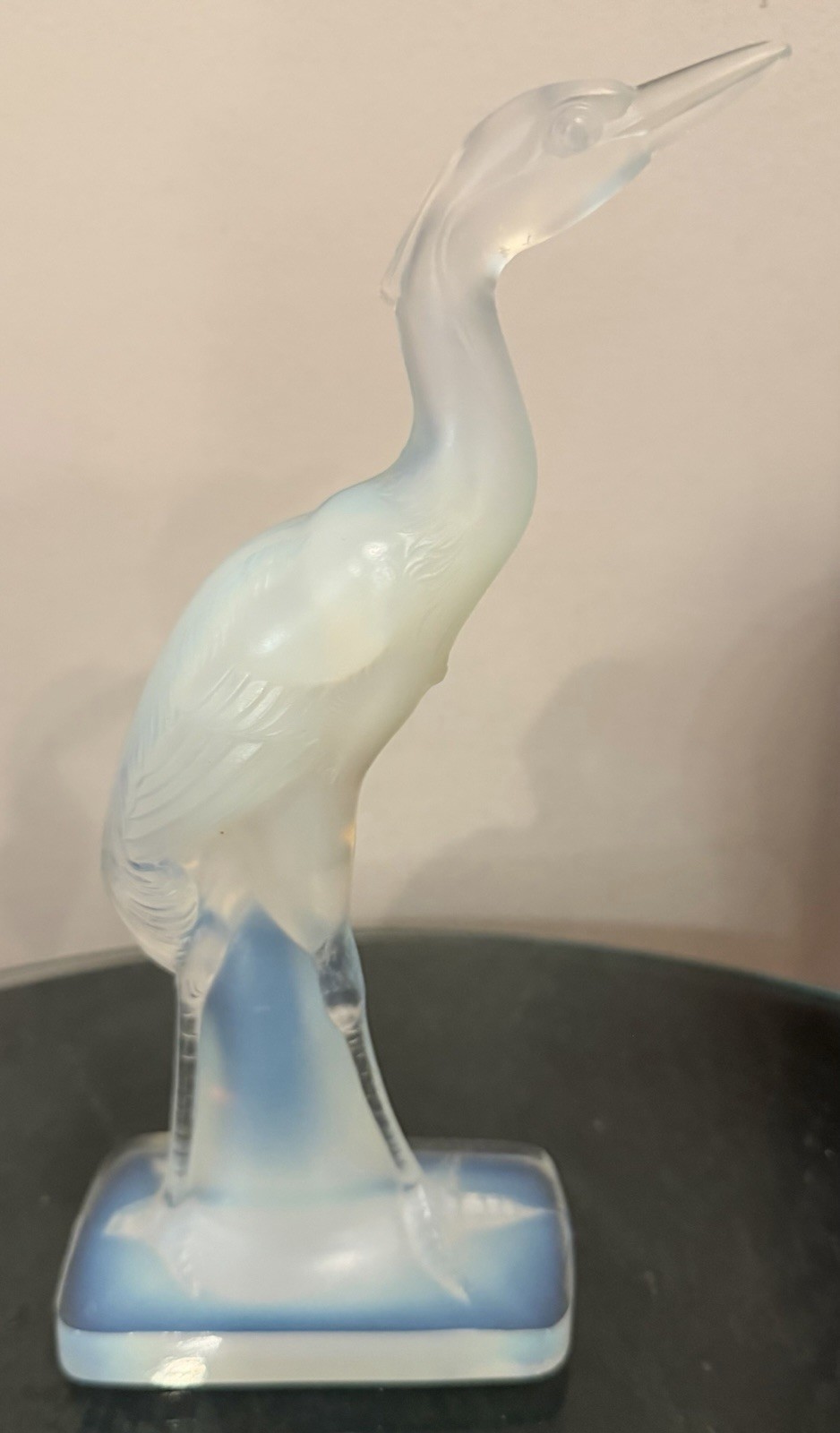 Sabino France Opalescent Art Glass Heron Crane Bird Figurine 7.5” Label