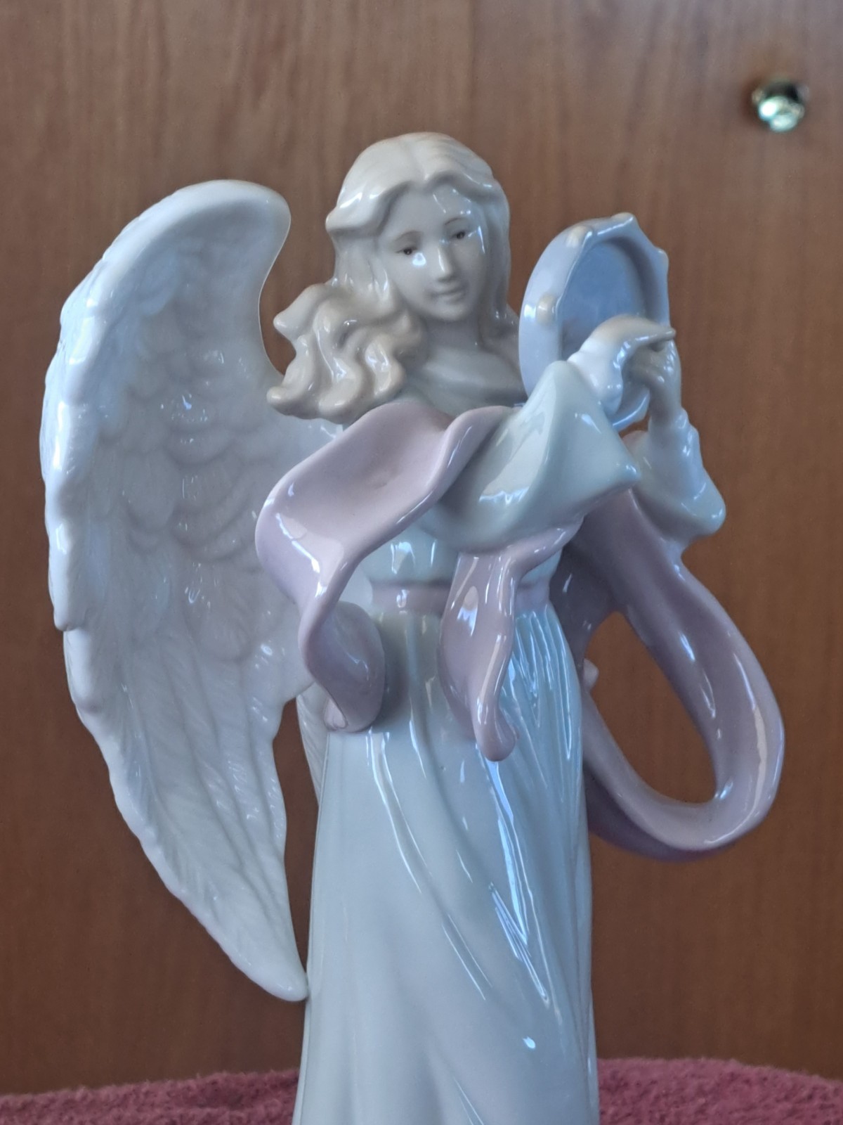 Grandeur Noel Porcelain Angel Figurine with Tambourine Excellent Condition