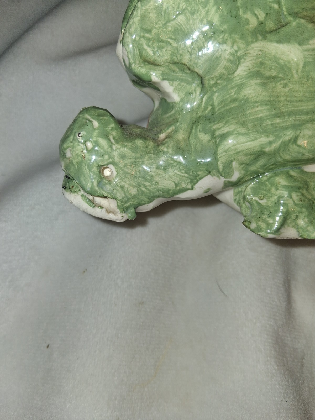 Handmade Ceramic Painted Dinosaur by Child, 8in Abstract Art