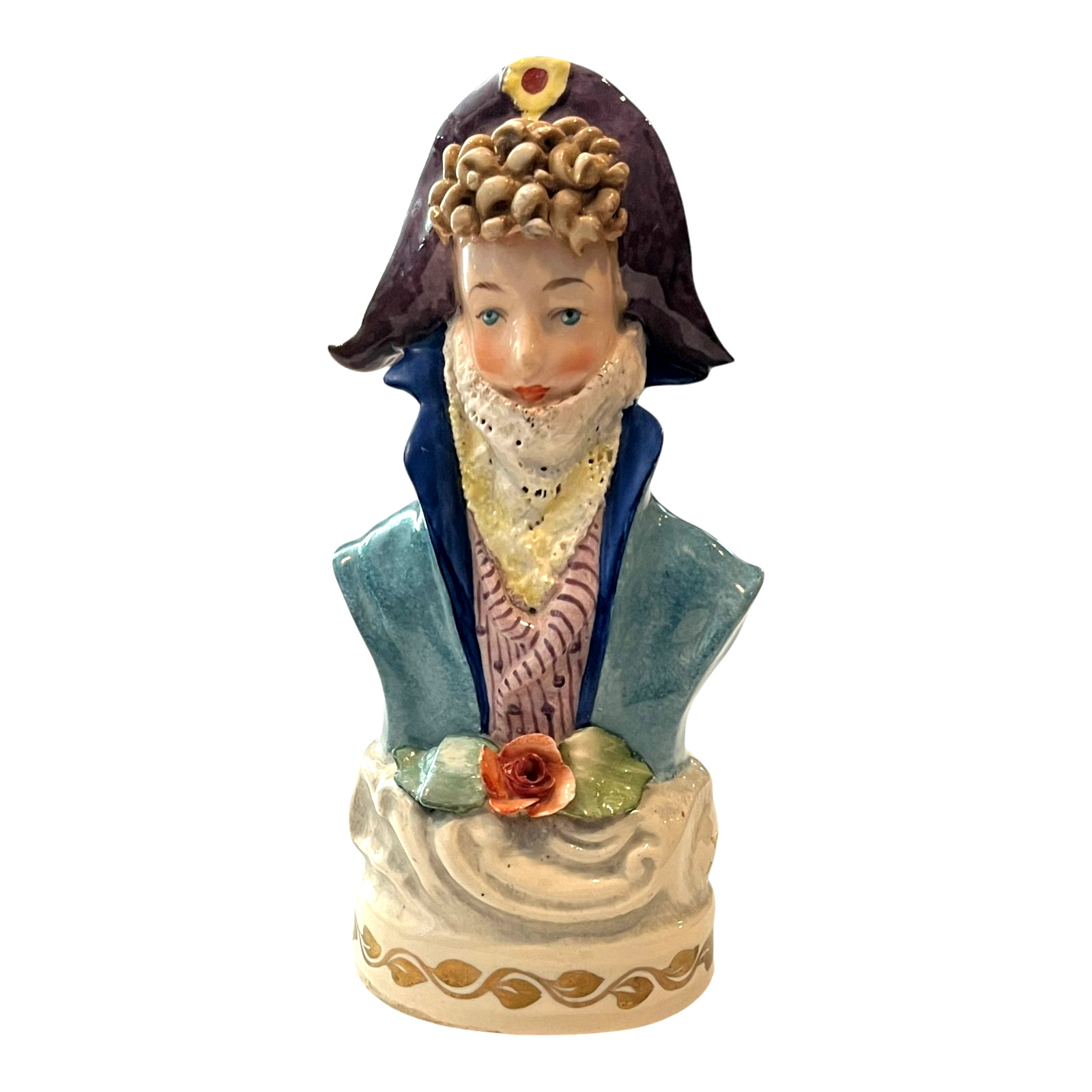 Vintage 1940s Cordey Porcelain Bust Figurine Men’s Victorian Napoleonic Hat