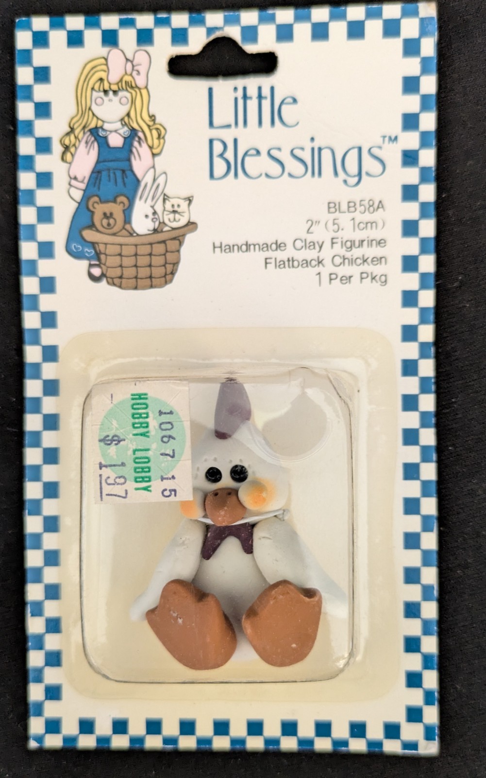 Vintage 1994 Suzi Little Blessings Handmade Flatback Chicken Figurine 2″ New
