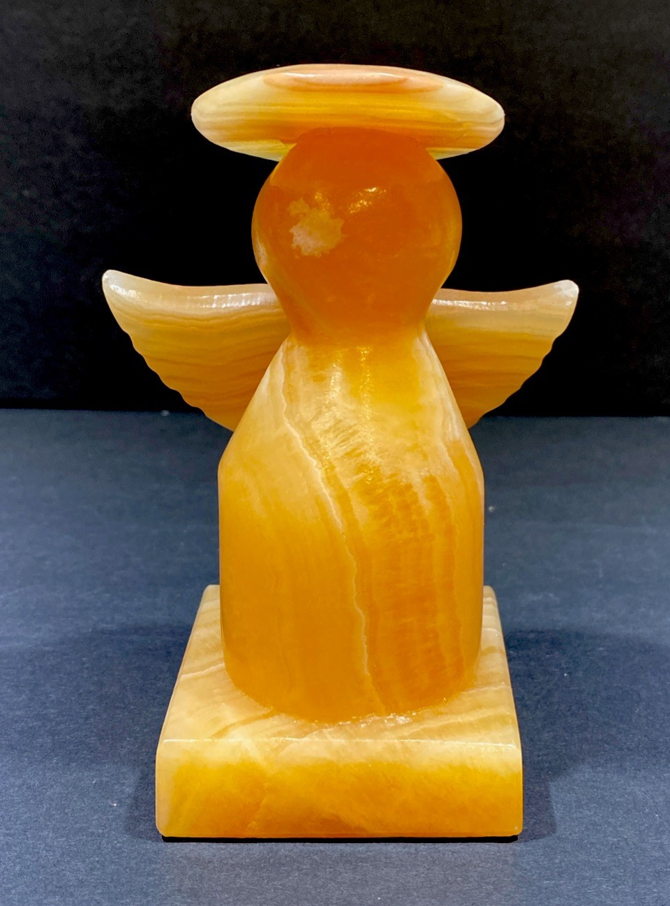 Hand Carved Onyx Angel Figurine 5×3.75×3”