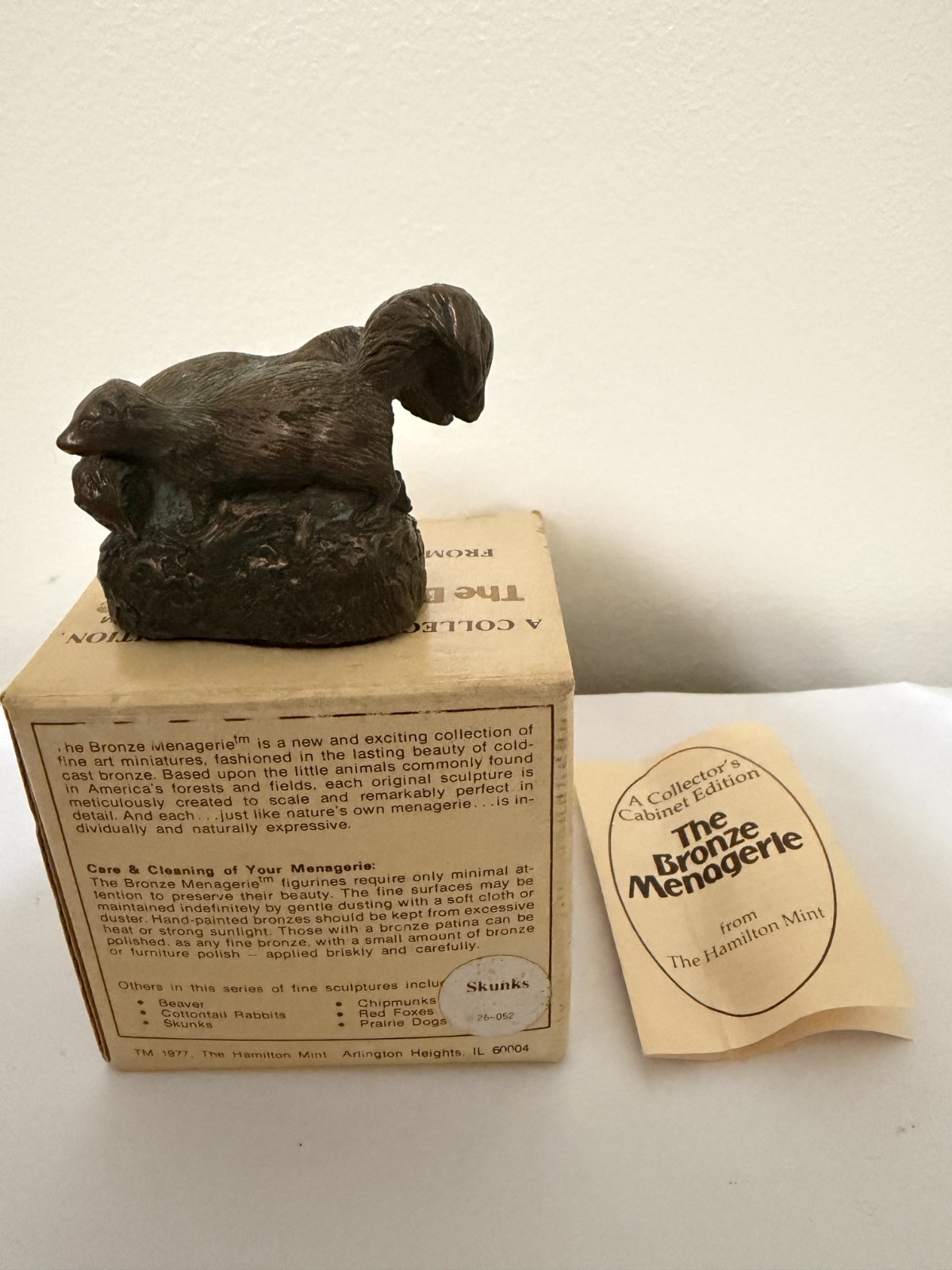 VTG Bronze Menagerie Cold Cast Bronze Skunks By Norman And Herman Deaton 1977
