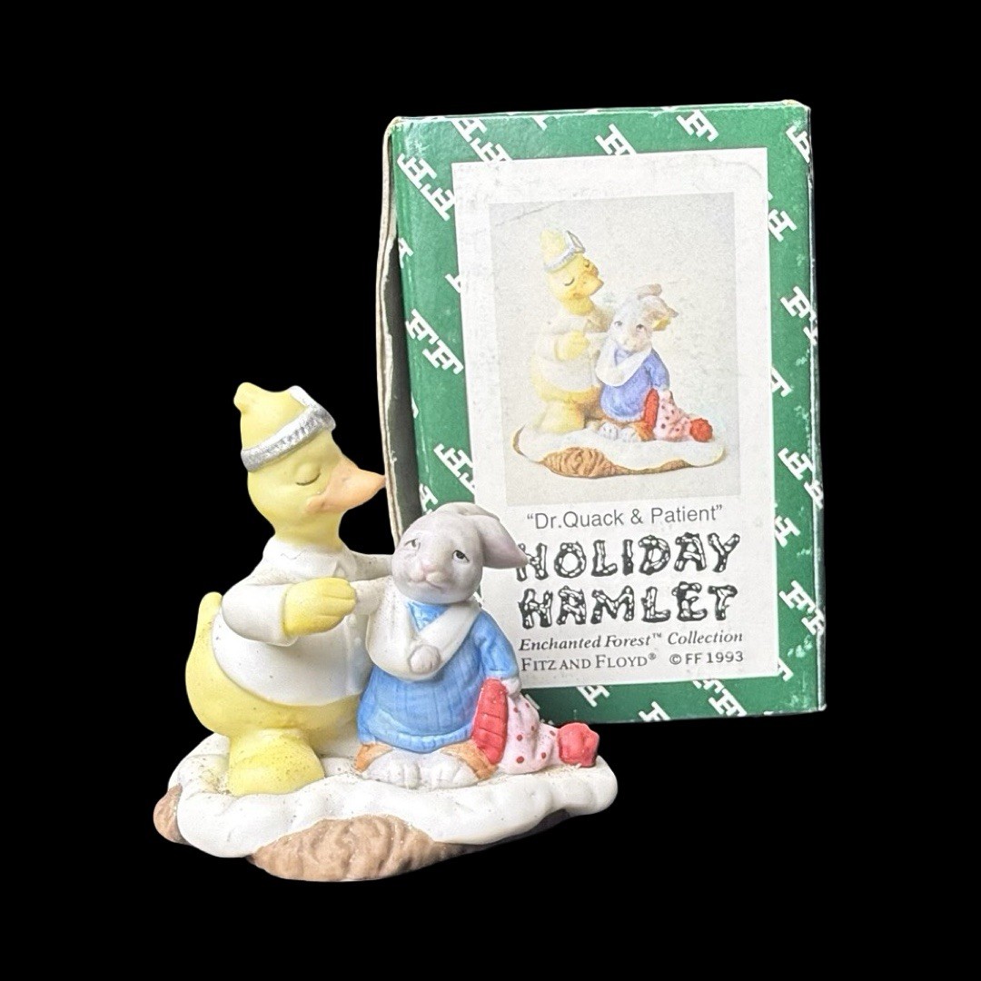 Fitz & Floyd Enchanted Forest Holiday Hamlet Dr. Quack & Patient Figurine 1993