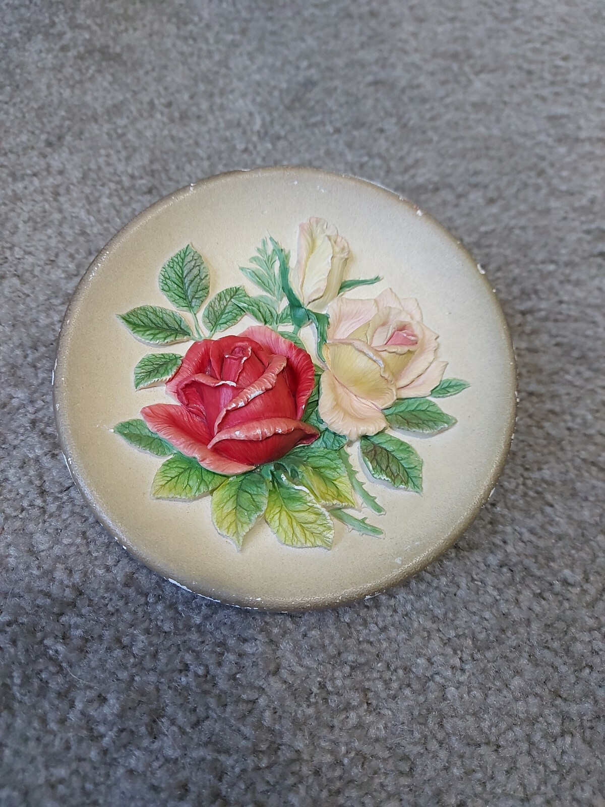 Vtg 1959 Bossons 6 in. Chalkware Rose Wall Plate