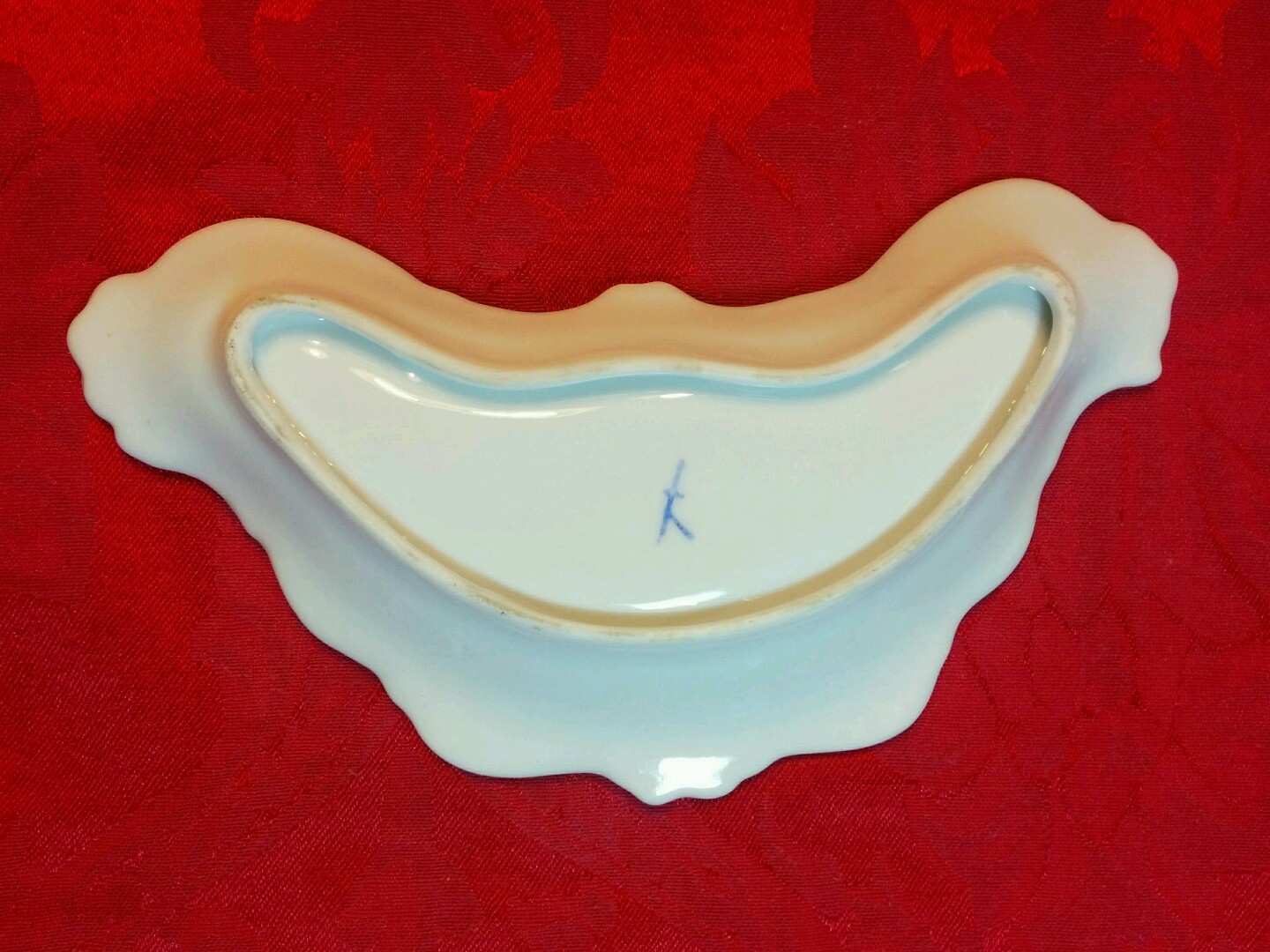Early Charles Sadek Co. Inc Porcelain Crescent Dish Pink Rose Floral Gold Gilt