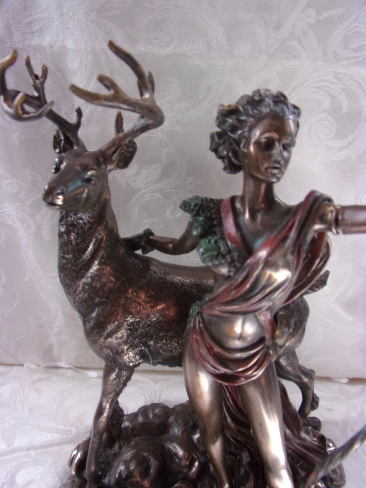 Greek Goddess Diana Artemis and Moon Statue Figurine 10 1/4 in Pacific Giftware