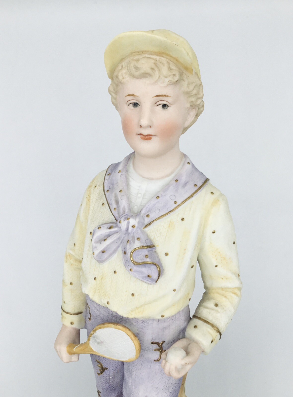ANTIQUE❗️Gebrüder Heubach-German Porcelain Bisque-Boy+Girl Tennis Attire- 12.5”